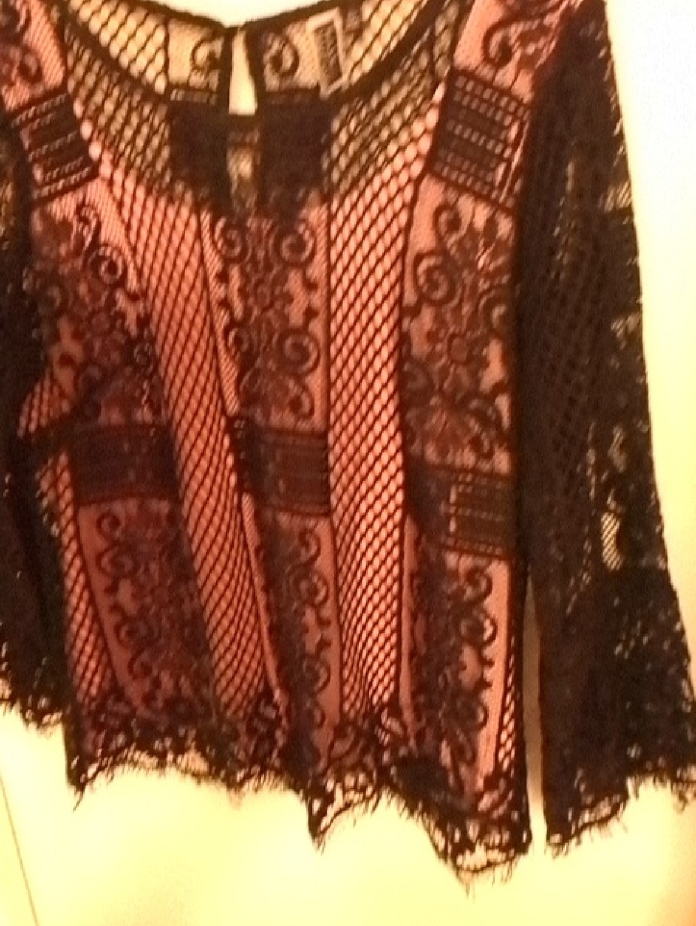 Nicole Miller for Mary Kay Black Lace Panel Blouse